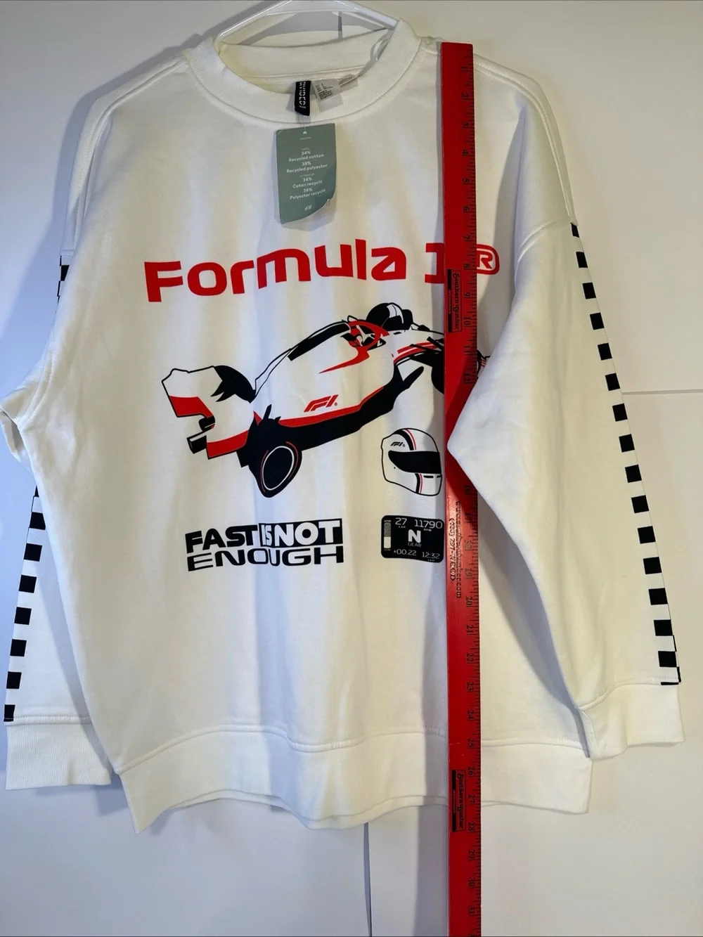 H&M White Formula 1 Graphic Crewneck Sweatshirt